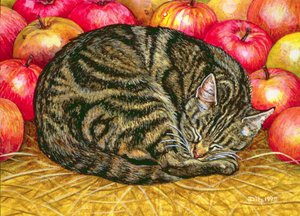 Left-Hand Apple-Cat, 1995 (acrílico no painel) de Ditz