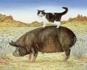 Piggyback-Riding at Breteche Creek, 1995 (acrílico no painel) de Ditz