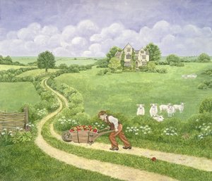 O maconheiro: Joseph Poorgrass levando um monte de maçãs para a residência de Bathshebas, de Far from the Madding Crowd, de Thomas Hardy