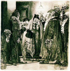 Ilustração da comédia Woe from Wit de Alexander Griboyedov, 1912