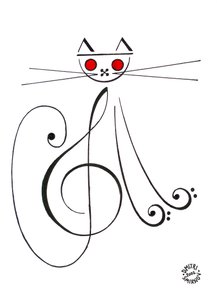 Gato musical - um gato desenhado com notação musical de Dmitri Smirnov