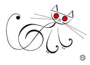 Gato musical - um gato desenhado com notação musical