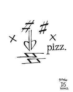Rosto em pizzicato - um rosto desenhado com notação musical de Dmitri Smirnov