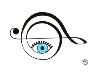 Clave de sol - o símbolo musical desenhado como um olho