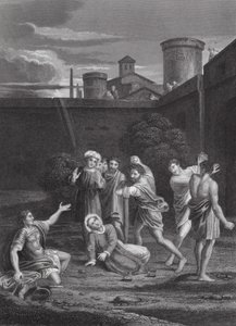 O apedrejamento de Santo Estêvão, Actos, cap. VII, vs. 54, 60 (gravura) de Domenichino (1581 1641) (after)