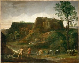 Hércules arrasta Caco da sua caverna ...