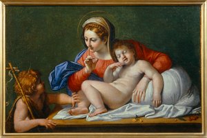 A Virgem e o Menino Jesus com São João Batista, também conhecido como O Silêncio - Virgem Maria com o Menino e São João Batista ...