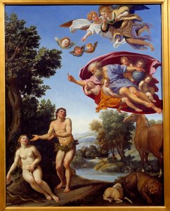 Deus repreende Adão e Eva Pintura de Domenico Zampieri (O Dominiquim) 1625 Sol. 0,95x0,75 m Grenoble, museu de Belas Artes