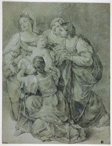 Grupo de quatro mulheres e crianças de Domenichino