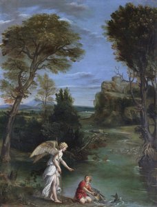 Paisagem com Tobias a agarrar o peixe de Domenichino