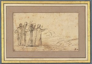 Maria com quatro mulheres sagradas na paisagem de Domenichino