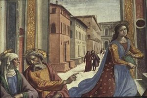 A Virgem Maria no Templo (fresco) (detalhe) de Domenico Ghirlandaio
