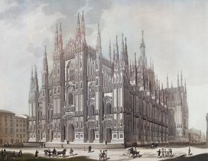 Duomo, ou Catedral de Milão (impressão) de Domenico (after) Landini