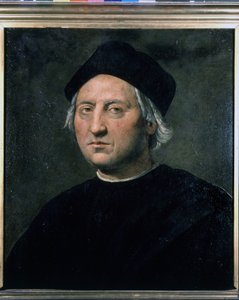 Retrato de Cristóvão Colombo - atribuído a Ghirlandaio, Museu Naval de Genes - Pegli de Domenico (attr.to) Ghirlandaio