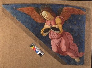 Anjo, Painel do Altar de Figelas (fresco) de Domenico (workshop) Ghirlandaio