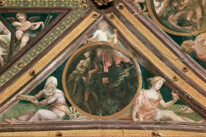 Enee resgatando Anchise do fogo do Trojan Fresco por Domenico Beccafumi (1486-1551) de Domenico Beccafumi