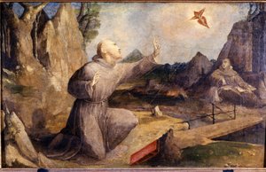 São Francisco recebendo o estigma. Beccafumi Domenico Mecarino (ca. 1486 - 1551) de Domenico Beccafumi