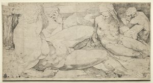 Três Nus Masculinos, segundo trimestre de 1500s. de Domenico Beccafumi