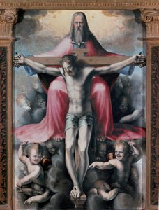Tríptico da Trindade, Painel central de detalhes: a Trindade. Pintura de Domenico Beccafumi (1486-1551) de Domenico Beccafumi