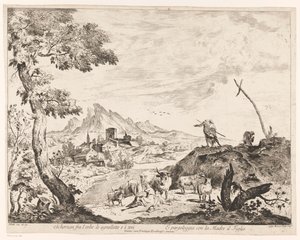 Paisagem com pastores e gado de Domenico Bernardo Zilotti