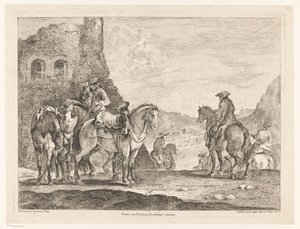 Cavaleiros em uma ruína de Domenico Bernardo Zilotti