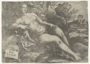 Reclinando Vénus na paisagem de Domenico Campagnola