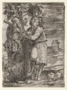Pastor e Velho Guerreiro, 1517. de Domenico Campagnola