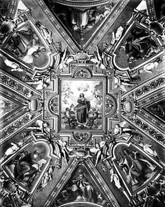 Virgem da Imaculada Conceição com santos e anjos, na Cappella Paolina, c.1611 (foto a p/b) de Domenico Cresti Passignano