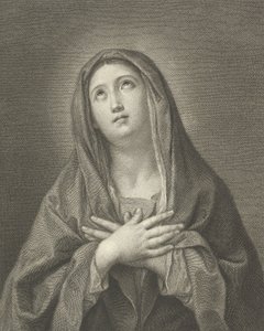 A Virgem olhando para cima com as mãos cruzadas sobre o peito, depois de Reni, 1776.