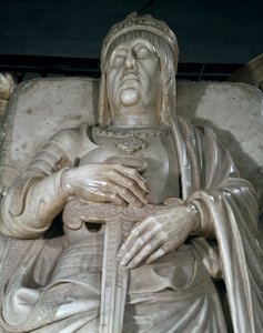 Efígie de um rei, detalhe da tumba dos reis católicos (mármore) de Domenico Fancelli