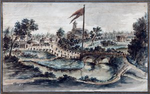 Vista do Parque Pavlovsk com o Hospital de Santa Maria Madalena, c.1783 (wc no papel)