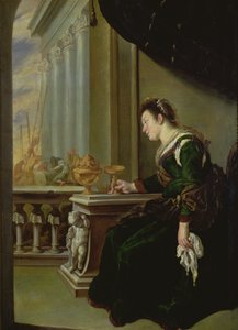 Artemísia lamentando Mausolo (painel) de Domenico Fetti or Feti
