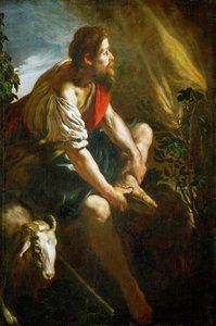 Barroco : Moisés perante a Sarça Ardente par Fetti, Domenico (1588/90-1623), c. 1616-1617. Óleo sobre tela