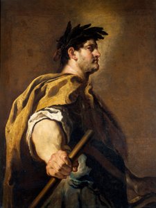 Retrato do Imperador Romano Domiciano (Titus flavius domitianus) (51-96) Pintura de Domenico Fetti (1589-1623) Sol do século XVII. 1,51x1,12 m