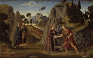 Encontro do Menino Jesus com o jovem São João de Domenico Ghirlandaio