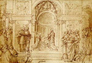 O anjo aparece Zacharias no templo de Domenico Ghirlandaio
