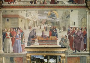 O milagre do menino trazido de volta à vida, cena de um ciclo da vida de São Francisco de Assis, 1486 detalhe afresco de 52660 de Domenico Ghirlandaio