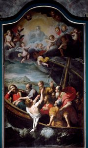 São Nicolau acalma a tempestade. Pintura de Domenico Fiasella dit il Sarzana (1589-1669) Sestri Ponente, Igreja de Santa Maria dell