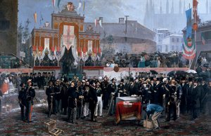 Cerimônia de lançamento da pedra fundamental da Galleria Victor Emmanuel II em Milão, 7 de março de Domenico Induno
