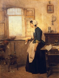 Carta, por Domenico Induno (1815-1878), óleo sobre tela