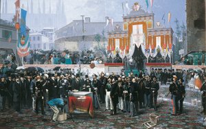 A Colocação da Pedra Fundamental da Galleria Vittorio Emanuele em Milão, por Domenico Induno de Domenico Induno