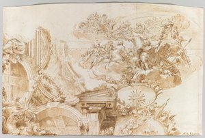 A apoteose de Romulus: design para um teto, c. 1675-76.