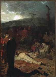 Embalsamamento do corpo de Jesus Cristo após a crucificação - óleo sobre tela