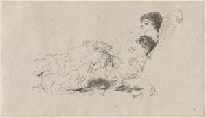 A filha do artista Eleonora reclinada em uma espreguiçadeira de Domenico Morelli