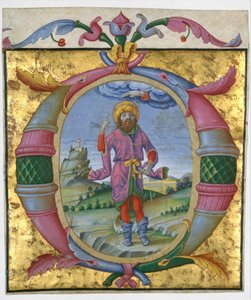 Davi com o pé em um laço em O inicial, ca. 1500.