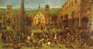 Expulsão dos Bonacolsi por Louis Gonzaga em 1328, na Piazza Sordello, Mântua