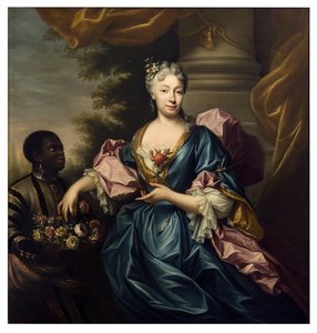 Retrato de Senhora com Servo (óleo sobre tela) de Domenico Parodi