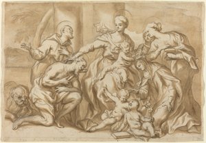 Madonna cercada por santos de Domenico Piola