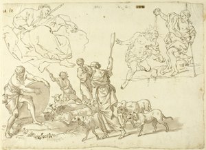 Esboços de cenas religiosas de Domenico Piola