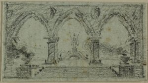 Alpendre com arcos góticos de Domenico Quaglio